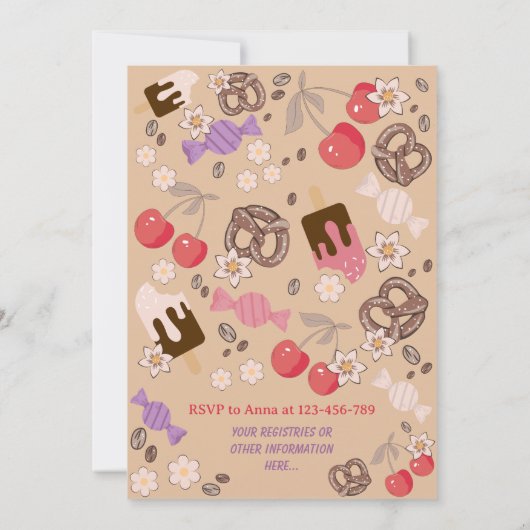 Zoet en zout Baby shower trakteert Beige Pattern Kaart (Achterkant)