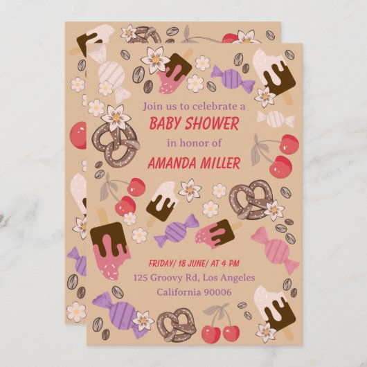 Zoet en zout Baby shower trakteert Beige Pattern Kaart (Voorkant / Achterkant)