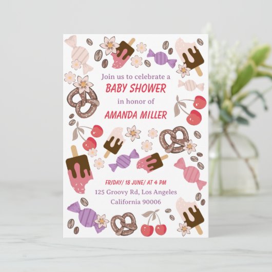 Zoet en zout Baby shower trakteert wit Kaart (Staand voorkant)