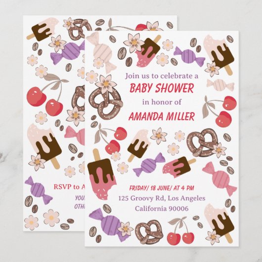 Zoet en zout Baby shower trakteert wit Kaart (Voorkant / Achterkant)