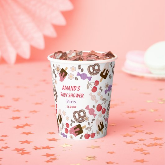 Zoet en zout Baby shower Wit Papieren Bekers (Insitu)