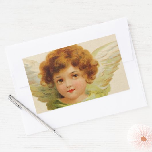 Zoet  engelengezicht rechthoekige sticker (Envelop)