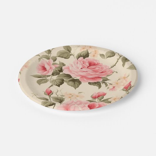 Zoet Engels Rozen Papieren Bordje (Gekanteld)