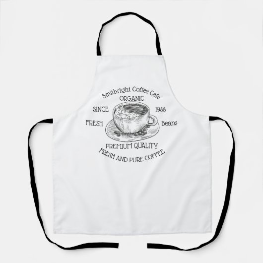 Zoet gebrand koffiebeker, wit schort (Voorkant)