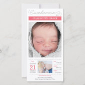 Zoet gedocumenteerde geboorteaankondiging van baby aankondiging (Voorkant)