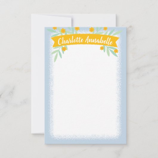 Zoet geel en blauw-Floral bankierbakkerij Kaart (Voorkant)