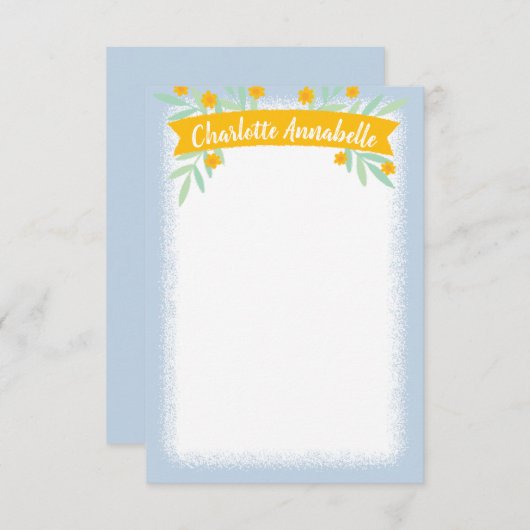 Zoet geel en blauw-Floral bankierbakkerij Kaart (Voorkant / Achterkant)