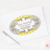 Zoet Geel en Polka Dots Ovale Sticker (Envelop)