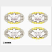 Zoet Geel en Polka Dots Ovale Sticker (Vel)