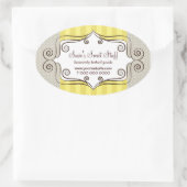 Zoet Geel en Polka Dots Ovale Sticker (Tas)