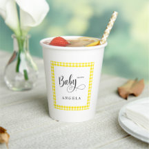 Zoet geel Gingham Baby shower