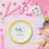 Zoet geel Gingham Baby shower Papieren Bordje (Feest)