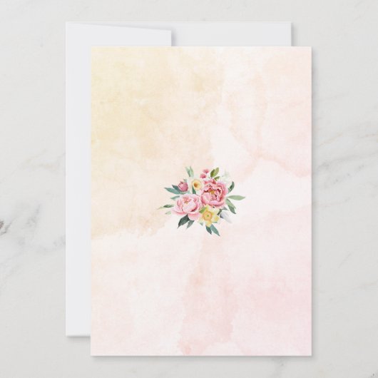 Zoet Geel Roze Bloemen Doop Uitnodiging (Achterkant)