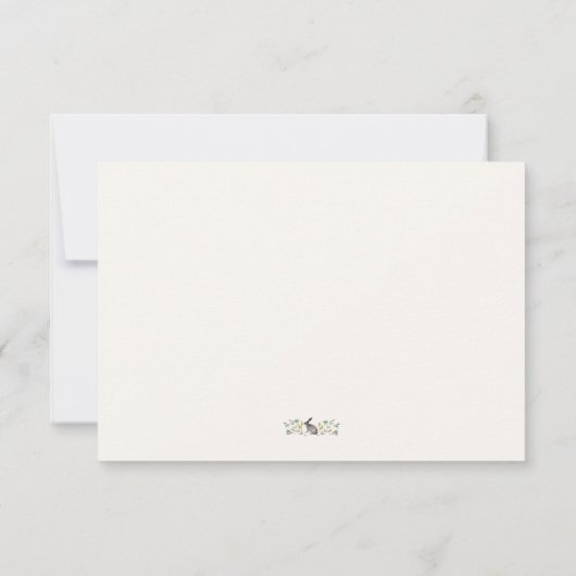 Zoet geschilderd konijn in bloemen bedankkaart (Achterkant)