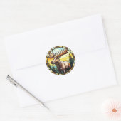 Zoet Glas in lood American Elk Moose Ronde Sticker (Envelop)