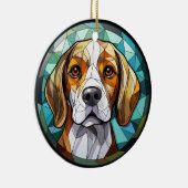 Zoet Glas in lood Beagle Hound Dog Keramisch Ornament (Rechts)