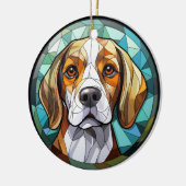 Zoet Glas in lood Beagle Hound Dog Keramisch Ornament (Links)