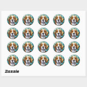 Zoet Glas in lood Beagle Hound Dog Ronde Sticker (Vel)