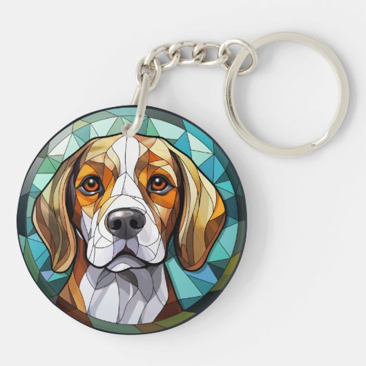 Zoet Glas in lood Beagle Hound Dog Sleutelhanger (Achterkant)