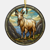 Zoet Glas in lood Billy Goat Keramisch Ornament (Voorkant)