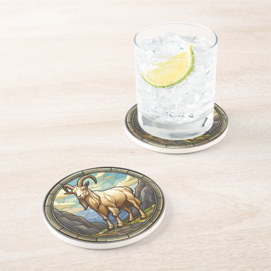 Zoet Glas in lood Billy Goat Zandsteen Onderzetter (Zijkant)