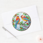 Zoet Glas in lood Blauwvogels Ronde Sticker (Envelop)