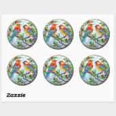 Zoet Glas in lood Blauwvogels Ronde Sticker (Vel)