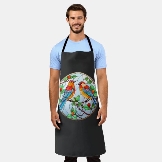 Zoet Glas in lood Blauwvogels Schort (Gedragen)