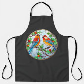 Zoet Glas in lood Blauwvogels Schort (Voorkant)