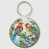 Zoet Glas in lood Blauwvogels Sleutelhanger (Voorkant)