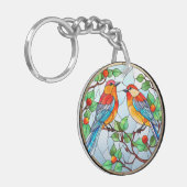 Zoet Glas in lood Blauwvogels Sleutelhanger (Voorkant Links)