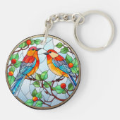 Zoet Glas in lood Blauwvogels Sleutelhanger (Achterkant)