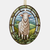 Zoet Glas in lood Boerderij schapenlam Keramisch Ornament (Rechts)