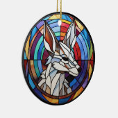 Zoet Glas in lood Coyote Keramisch Ornament (Rechts)