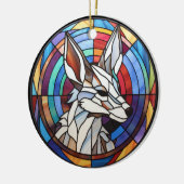 Zoet Glas in lood Coyote Keramisch Ornament (Links)