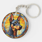 Zoet Glas in lood Doberman Pinscher Dog Sleutelhanger (Achterkant)