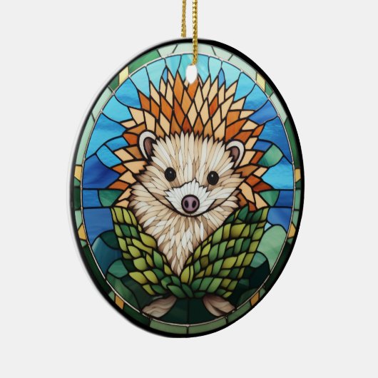 Zoet Glas in lood egel Keramisch Ornament (Rechts)