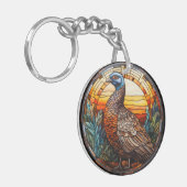 Zoet Glas in lood fazant hen Sleutelhanger (Voorkant Links)