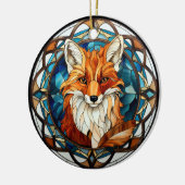 Zoet Glas in lood Forest Fox Keramisch Ornament (Links)