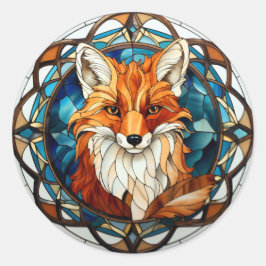 Zoet Glas in lood Forest Fox Ronde Sticker