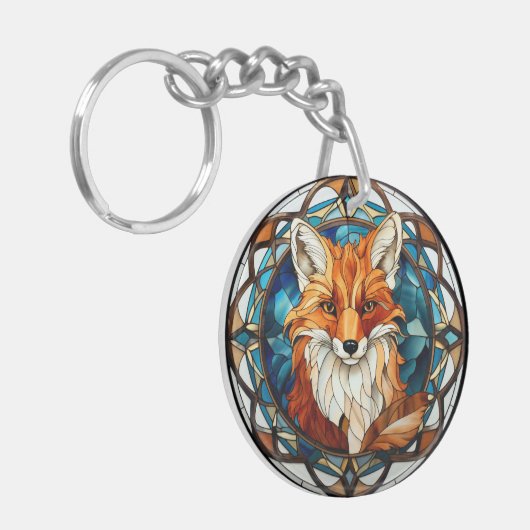 Zoet Glas in lood Forest Fox Sleutelhanger (Voorkant Links)