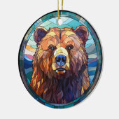 Zoet Glas in lood Grizzly Beer Keramisch Ornament (Links)