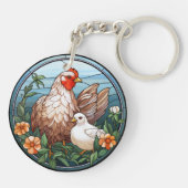 Zoet Glas in lood Hen en Chick Sleutelhanger (Achterkant)