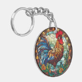 Zoet Glas in lood Kippen Haan Sleutelhanger (Voorkant Links)