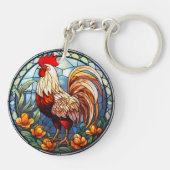 Zoet Glas in lood Kippen Haan Sleutelhanger (Achterkant)