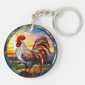 Zoet Glas in lood Kippen Rooster en Sunrise Sleutelhanger (Achterkant)
