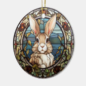 Zoet Glas in lood Konijnenkonijn Keramisch Ornament (Links)