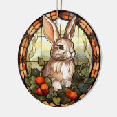 Zoet Glas in lood Konijnenkonijn Keramisch Ornament (Links)