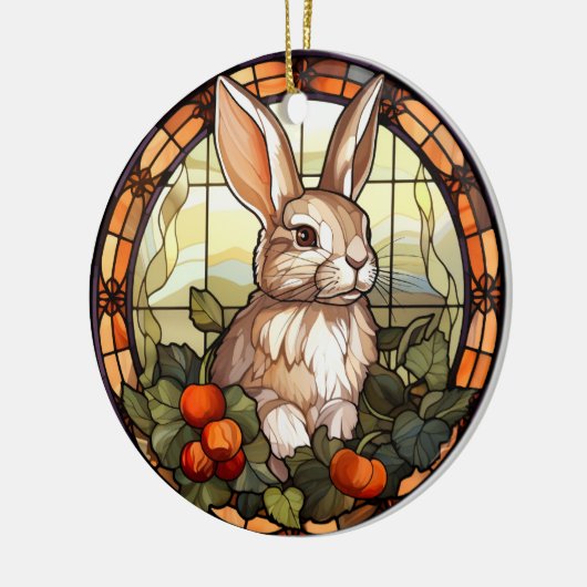 Zoet Glas in lood Konijnenkonijn Keramisch Ornament (Links)