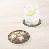 Zoet Glas in lood Konijnenkonijn Zandsteen Onderzetter (Zijkant)